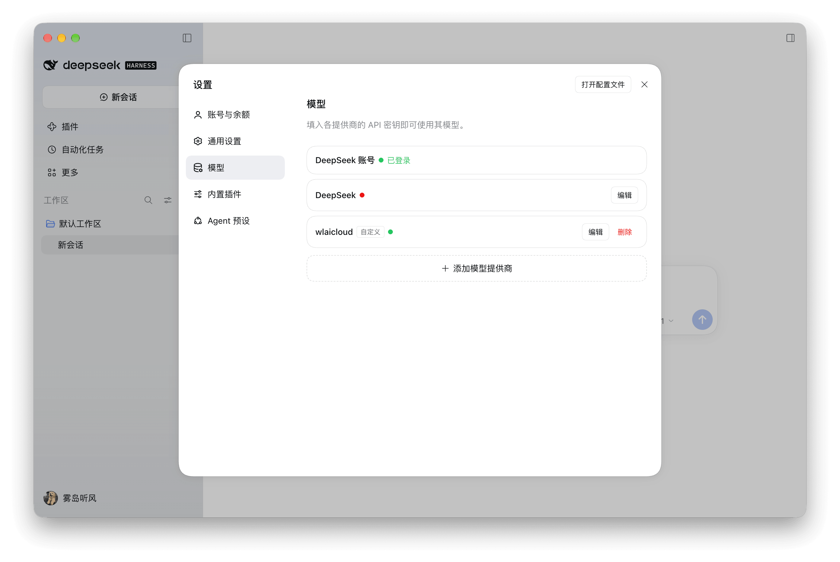 模型页面显示已创建的自定义供应商